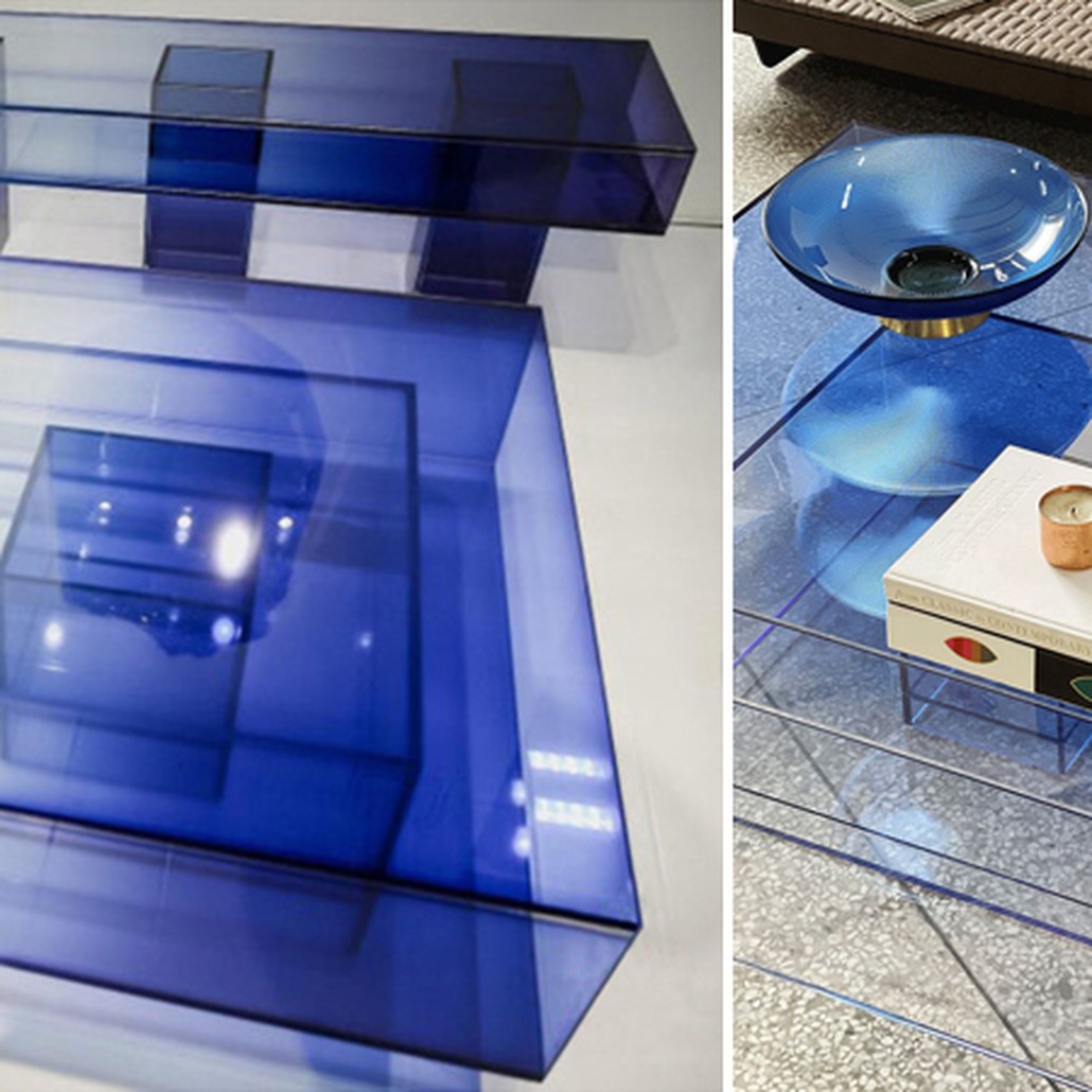 Кофейный Стол Null Blue Glass Clear Transition Color Coffee Table by Studio Buzao Customizable