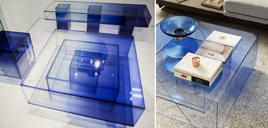 Кофейный Стол Null Blue Glass Clear Transition Color Coffee Table by Studio Buzao Customizable