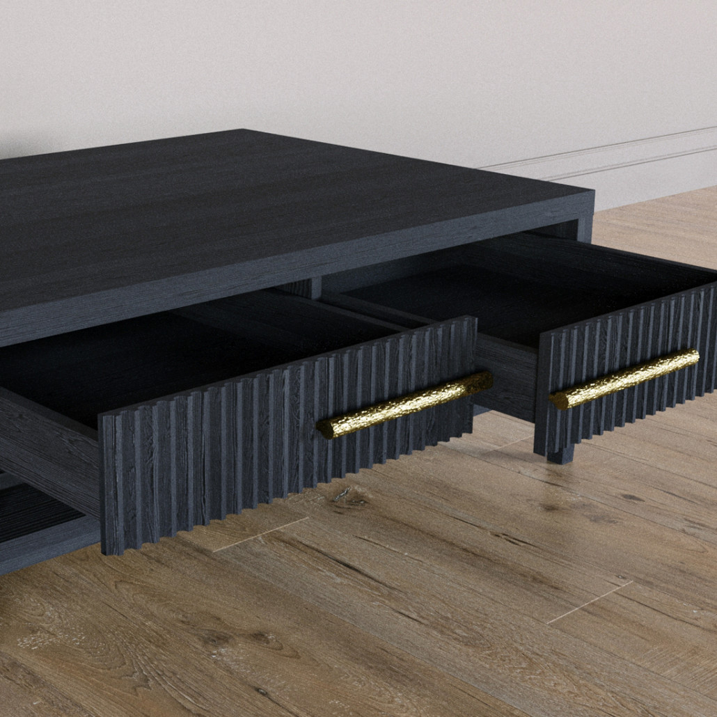 Кофейный стол Primo с двумя ящиками Черный дуб