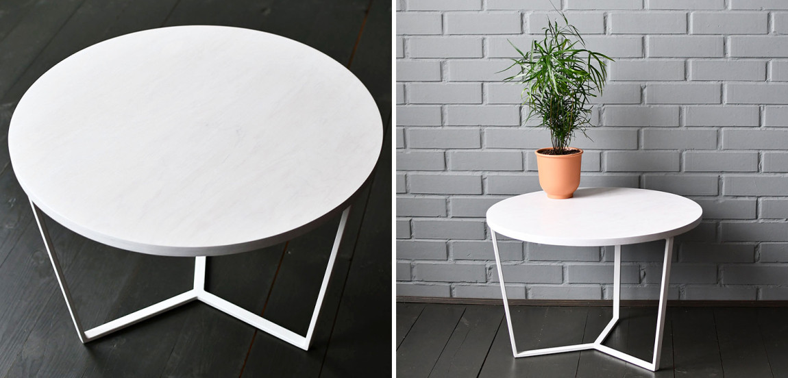 Кофейный стол Thea White Industrial Metal Rust Coffee Table