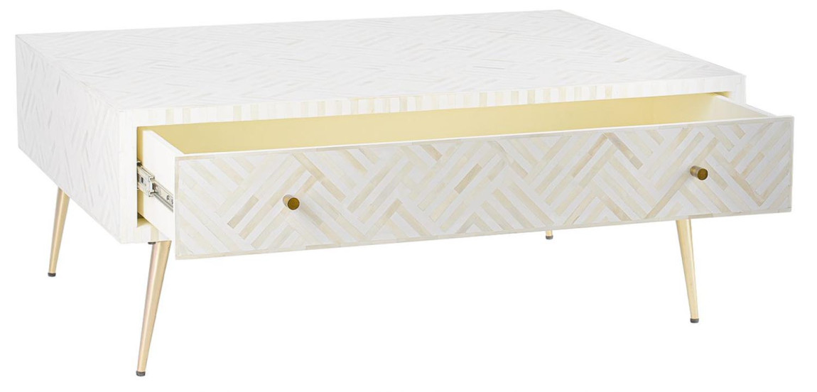 Кофейный стол White Indian Bone Inlay Coffee Table