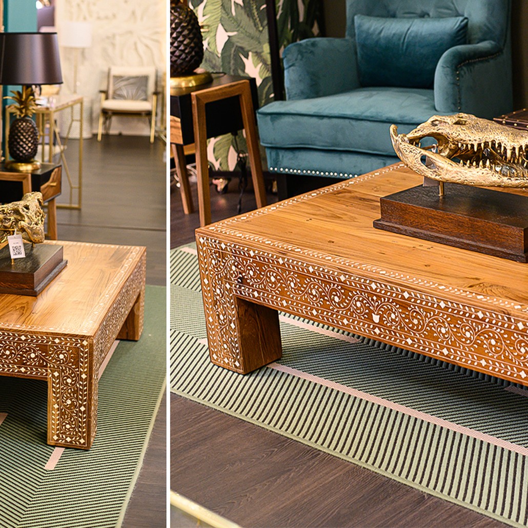 Кофейный стол Wooden Bone Inlay Coffee Table
