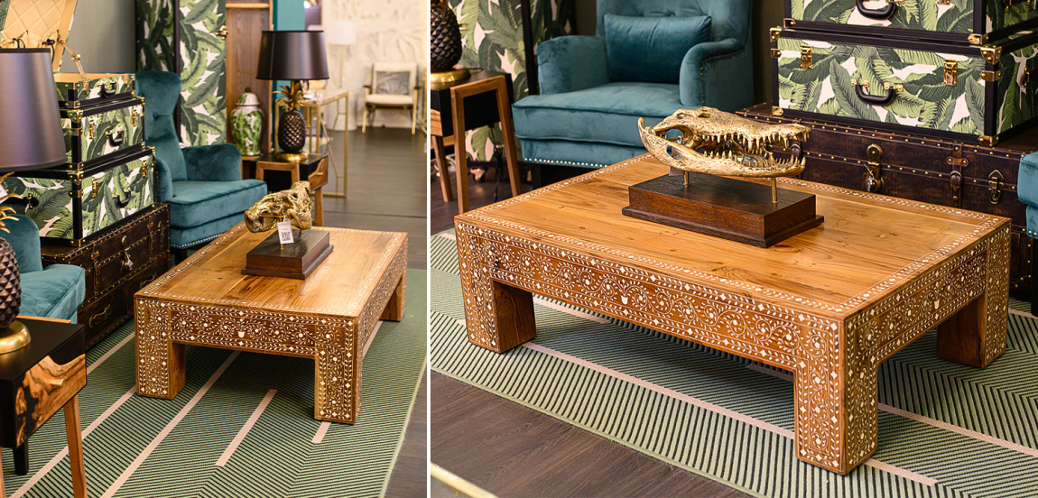 Кофейный стол Wooden Bone Inlay Coffee Table