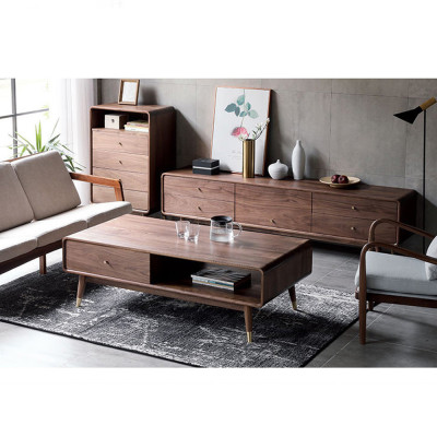 Кофейный стол из дерева с ящиком и нишей для хранения Coffee Walnut Table