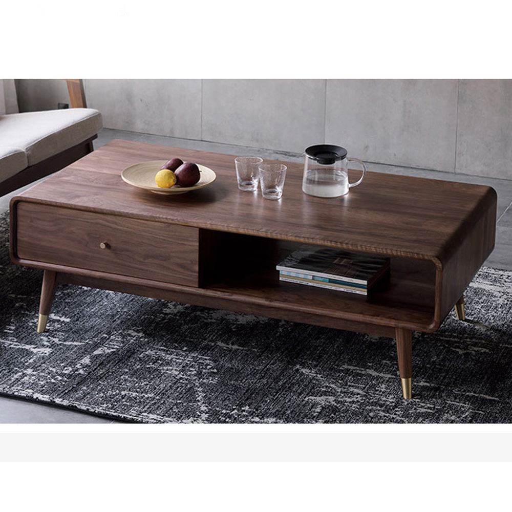 Кофейный стол из дерева с ящиком и нишей для хранения Coffee Walnut Table