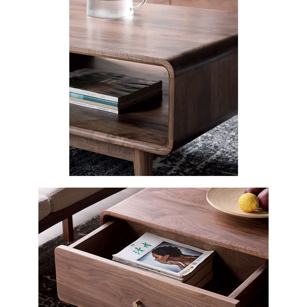 Кофейный стол из дерева с ящиком и нишей для хранения Coffee Walnut Table