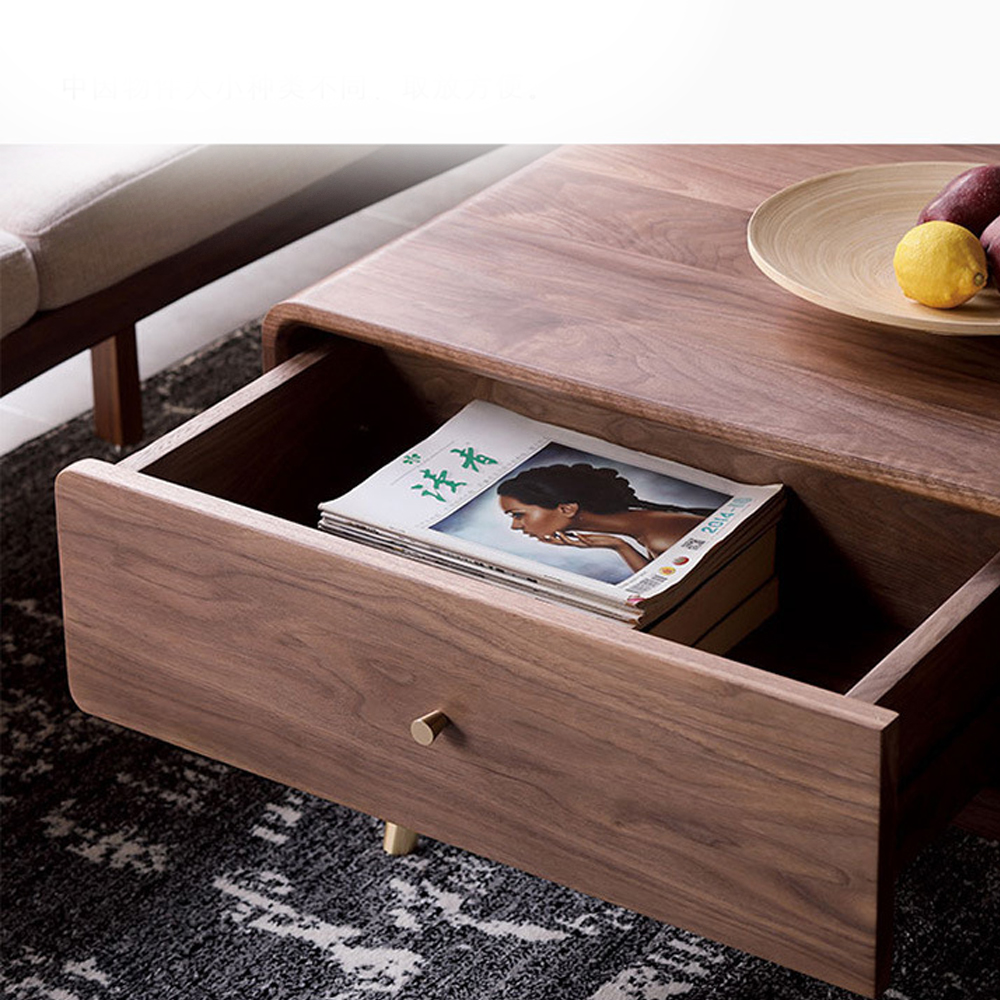 Кофейный стол из дерева с ящиком и нишей для хранения Coffee Walnut Table