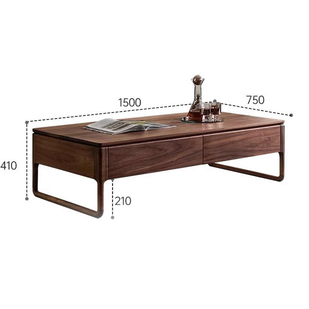 Кофейный стол из массива дерева с 4-мя ящиками Walnut Wood Table