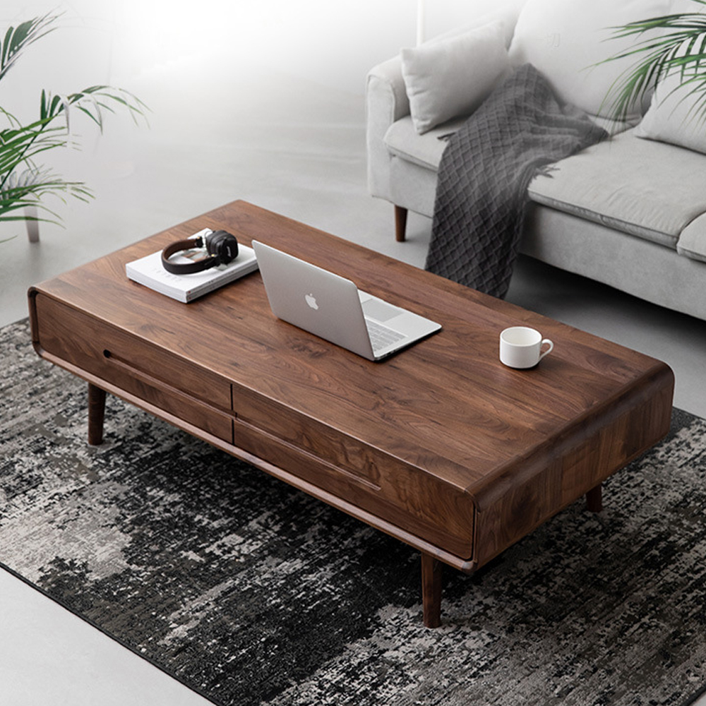 Кофейный стол из массива дерева с выдвижными ящиками Coffee Walnut Table
