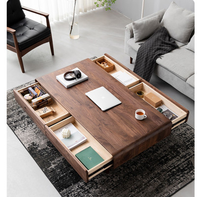 Кофейный стол из массива дерева с выдвижными ящиками Coffee Walnut Table