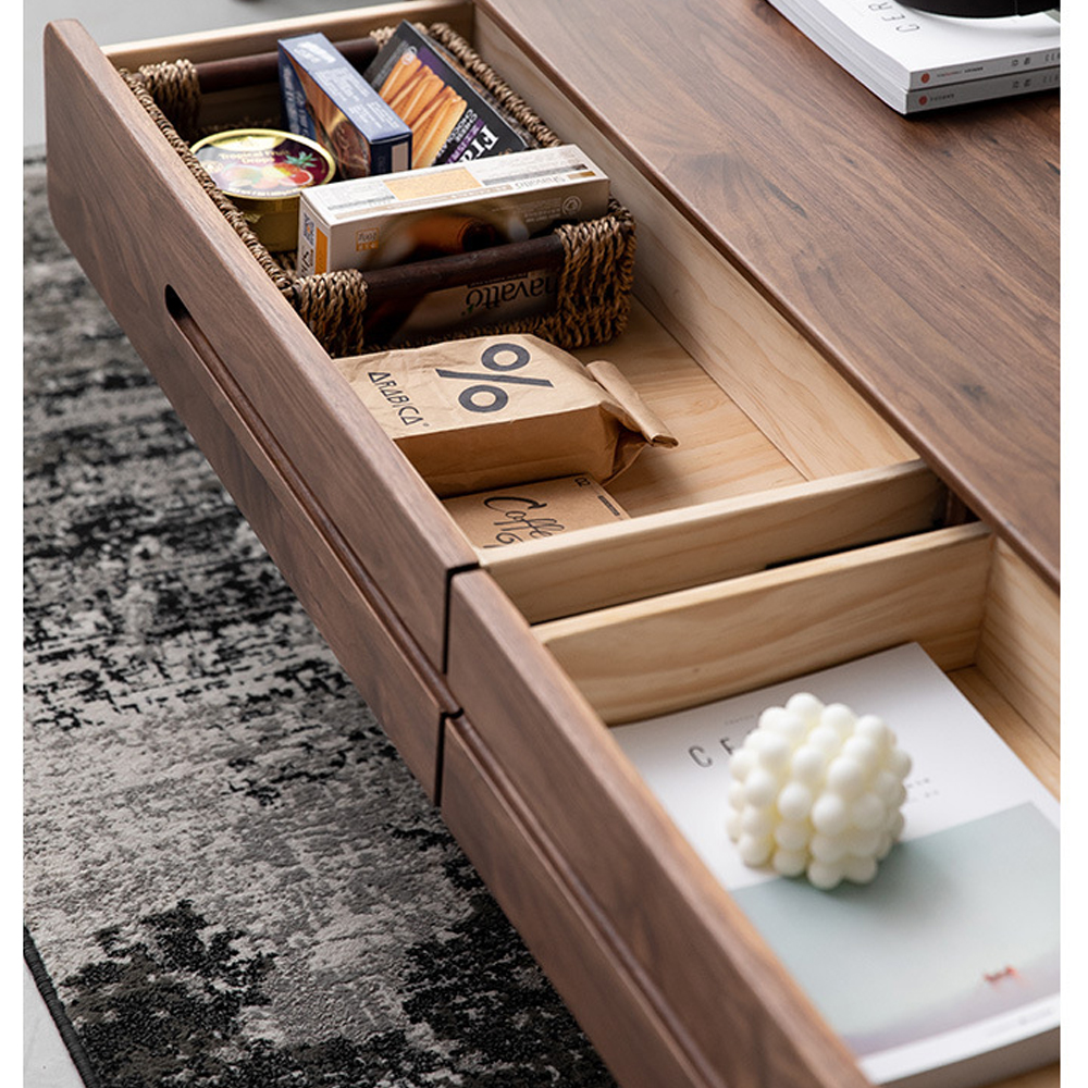 Кофейный стол из массива дерева с выдвижными ящиками Coffee Walnut Table