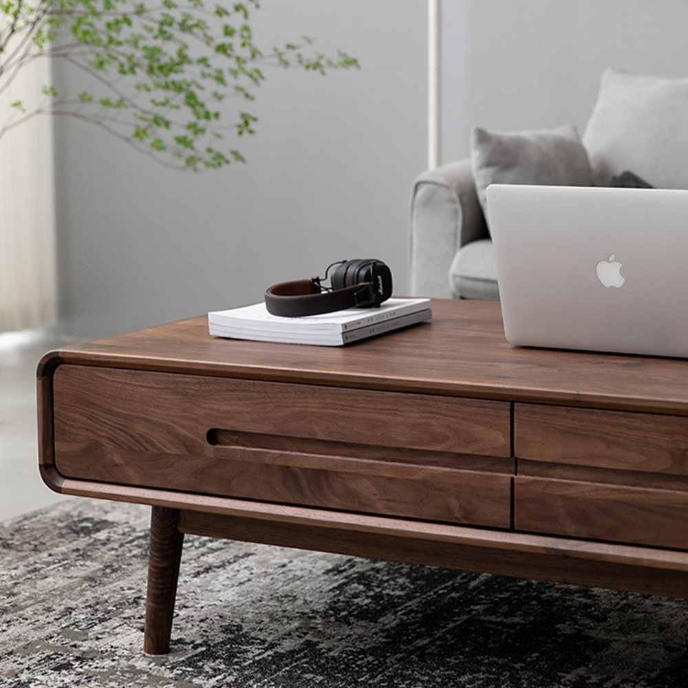 Кофейный стол из массива дерева с выдвижными ящиками Coffee Walnut Table