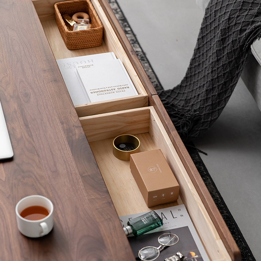 Кофейный стол из массива дерева с выдвижными ящиками Coffee Walnut Table