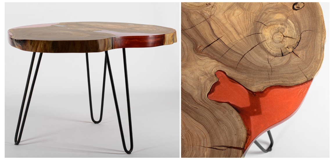 Кофейный стол карагач + красная смола