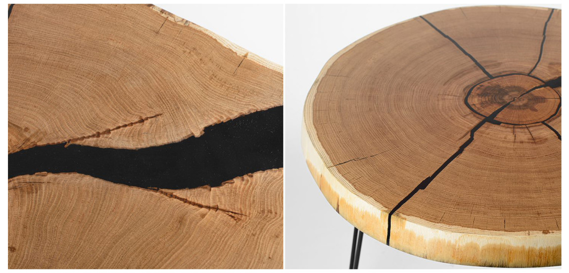 Кофейный стол карагач + черная смола