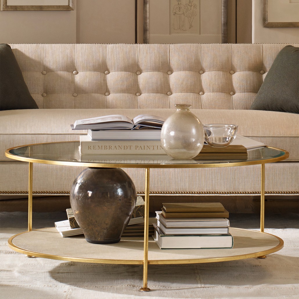 Кофейный стол круглый с полкой на 3-х ножках Round Textured Coffee Table