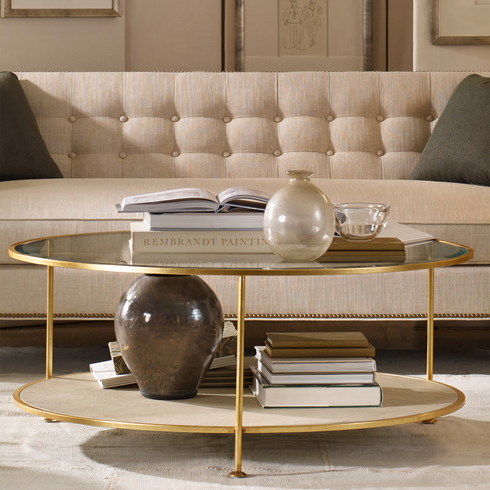 Кофейный стол круглый с полкой на 3-х ножках Round Textured Coffee Table