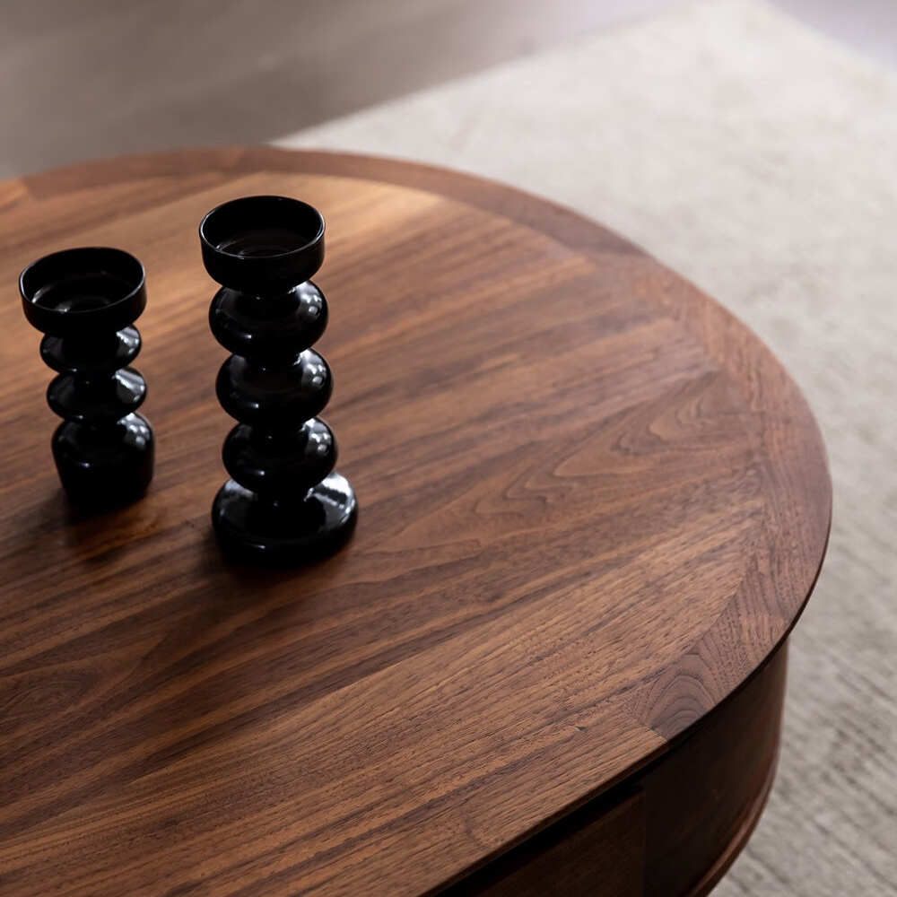 Кофейный стол овальный из дерева с 2-мя ящиками Coffee Walnut Table