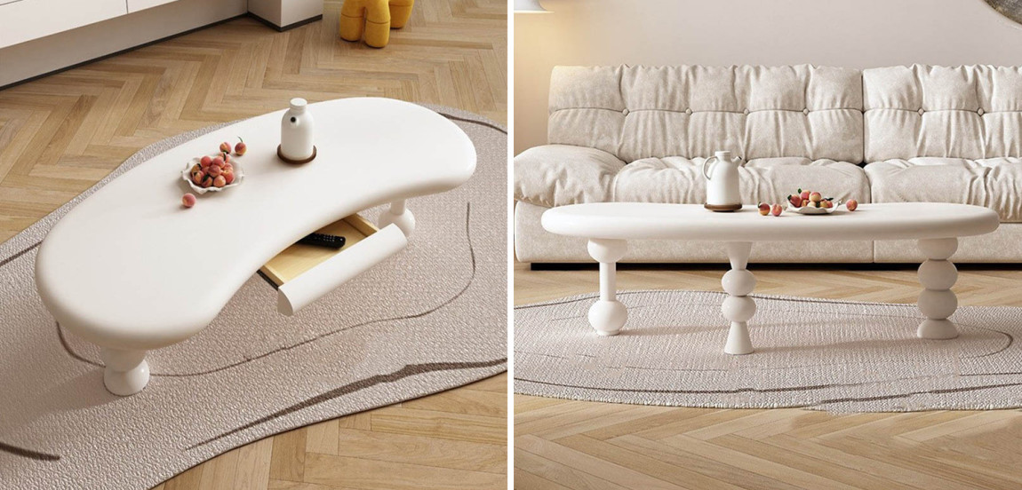 Кофейный стол с ящиком Martina Unique Shape Coffee Table
