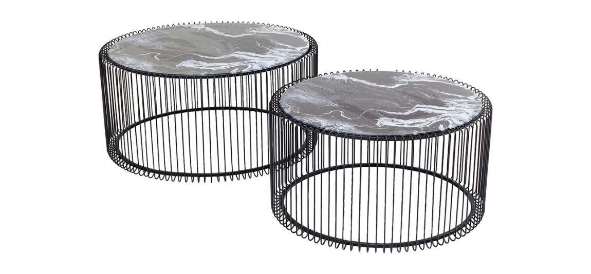 Кофейный столик круглый с мраморной столешницей Дуэт Anthony