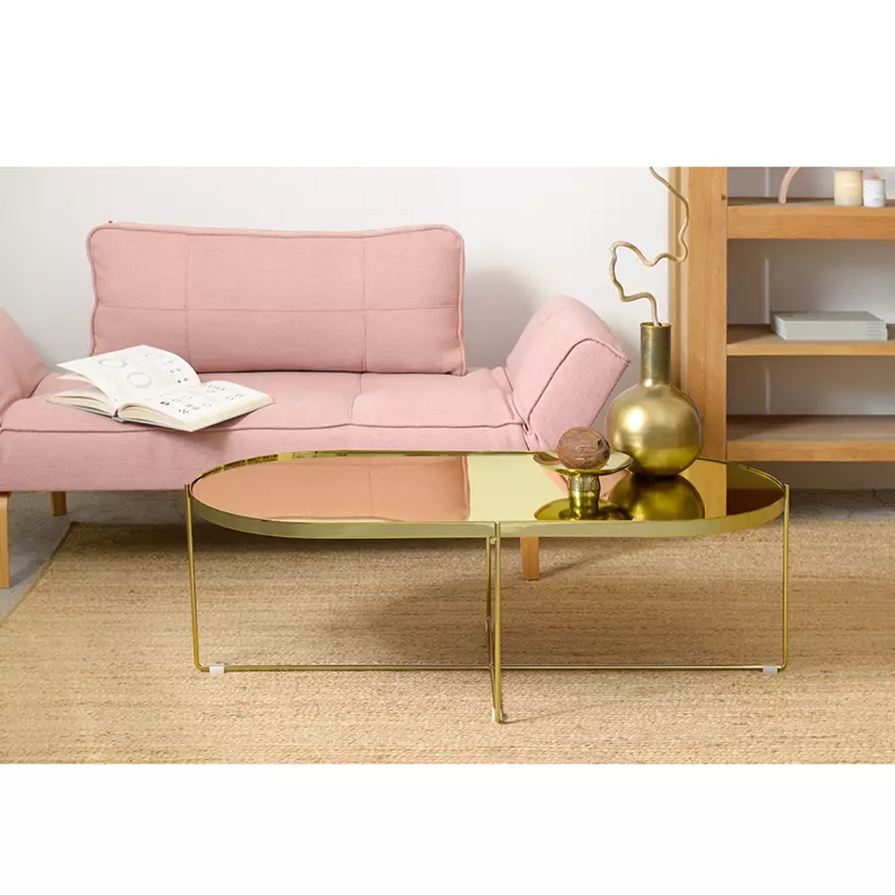 Кофейный столик овальный золотой Modern Mirror Gold Table
