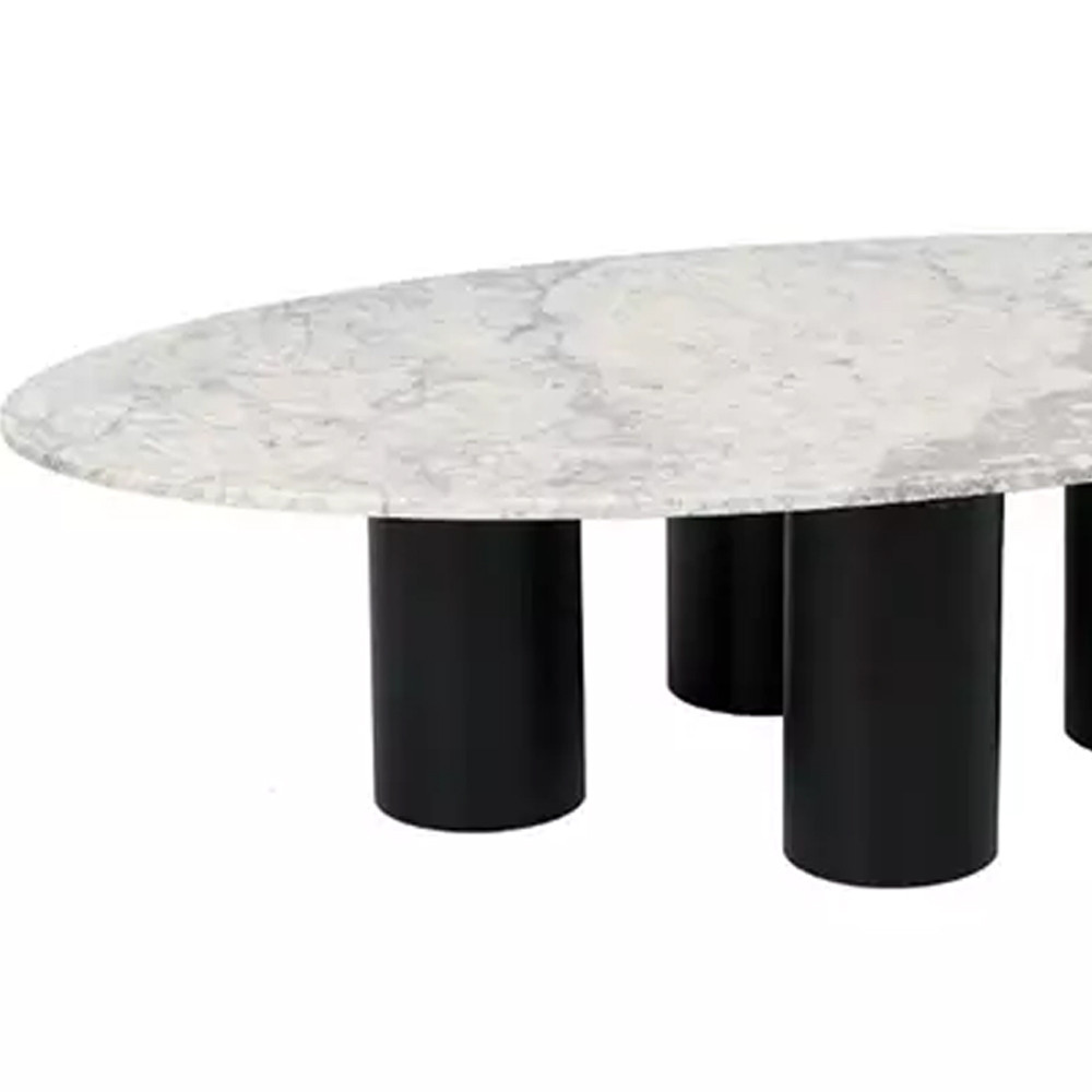 Кофейный столик овальный с мраморной столешницей на 4-х массивных ножках Demonstration of Taste