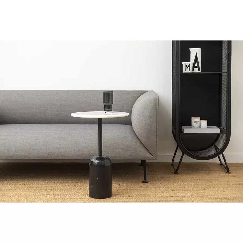 Кофейный столик с белой мраморной столешницей на черном основании Tall Coffee Black and White Table