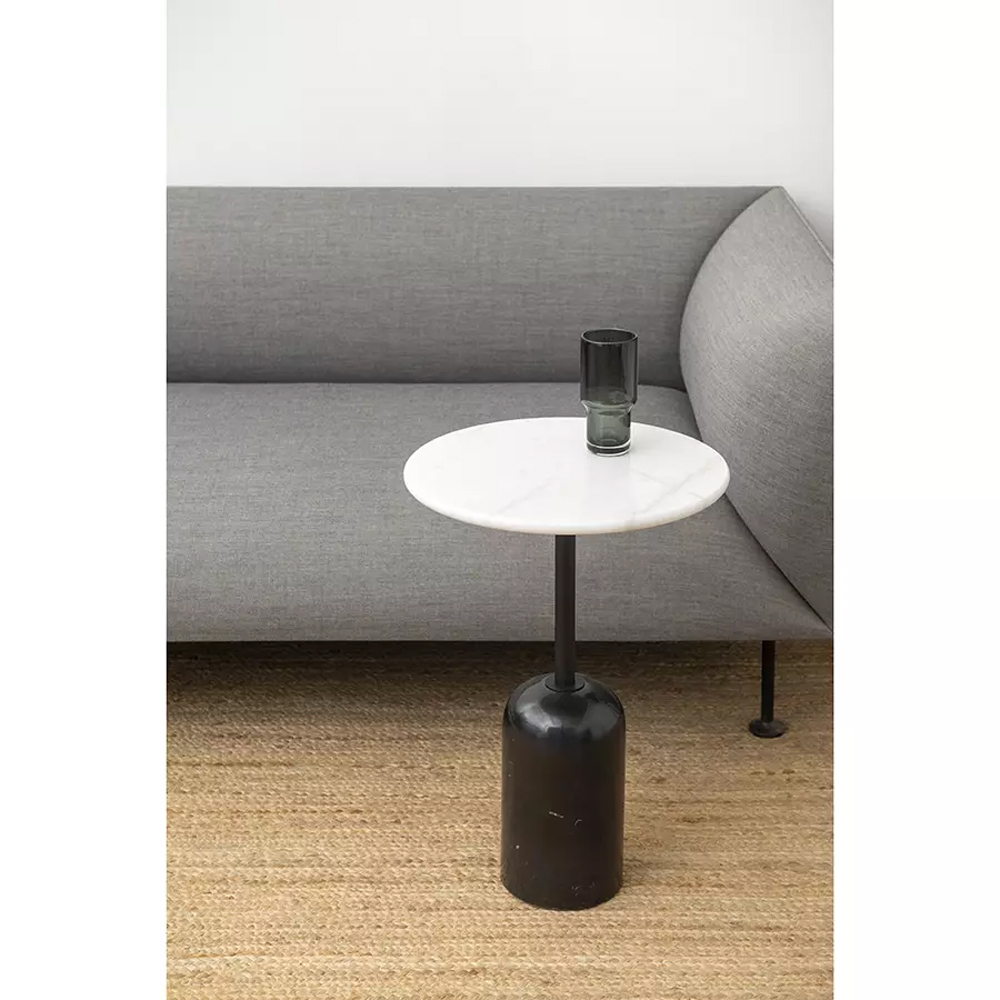 Кофейный столик с белой мраморной столешницей на черном основании Tall Coffee Black and White Table