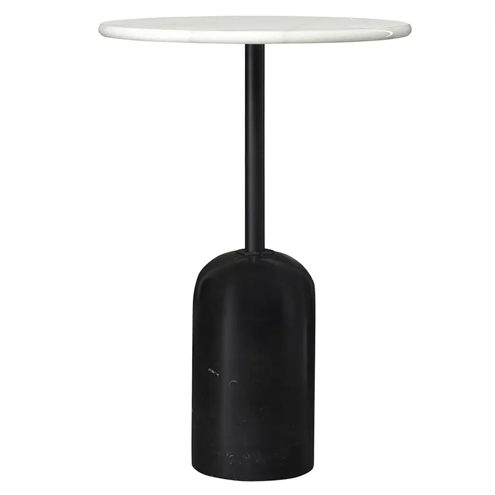 Кофейный столик с белой мраморной столешницей на черном основании Tall Coffee Black and White Table