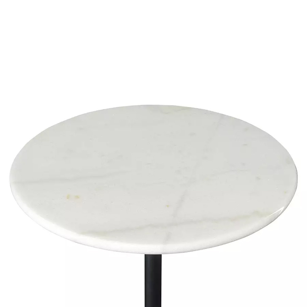 Кофейный столик с белой мраморной столешницей на черном основании Tall Coffee Black and White Table