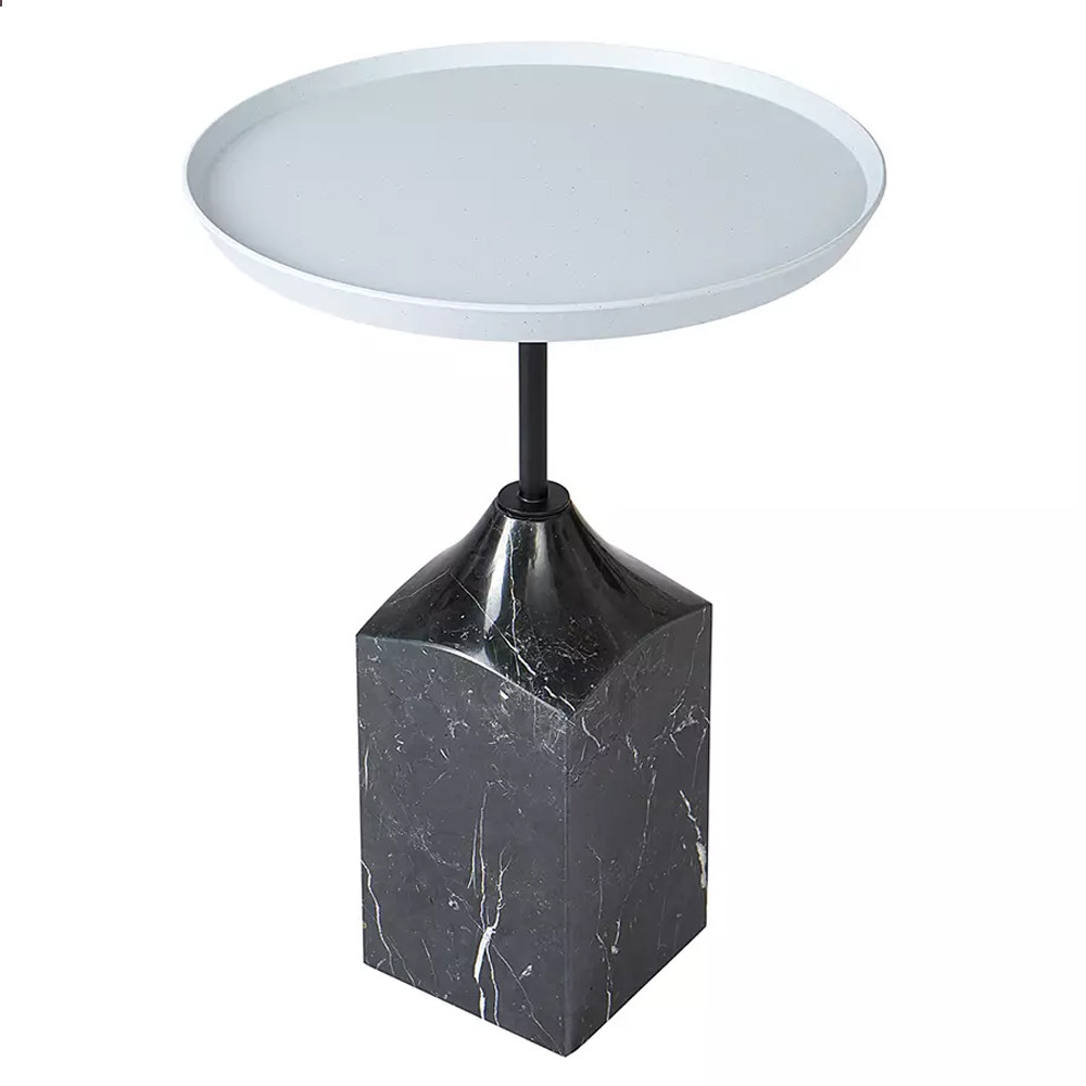 Кофейный столик с круглой столешницей и мраморным основанием Steel Reliability