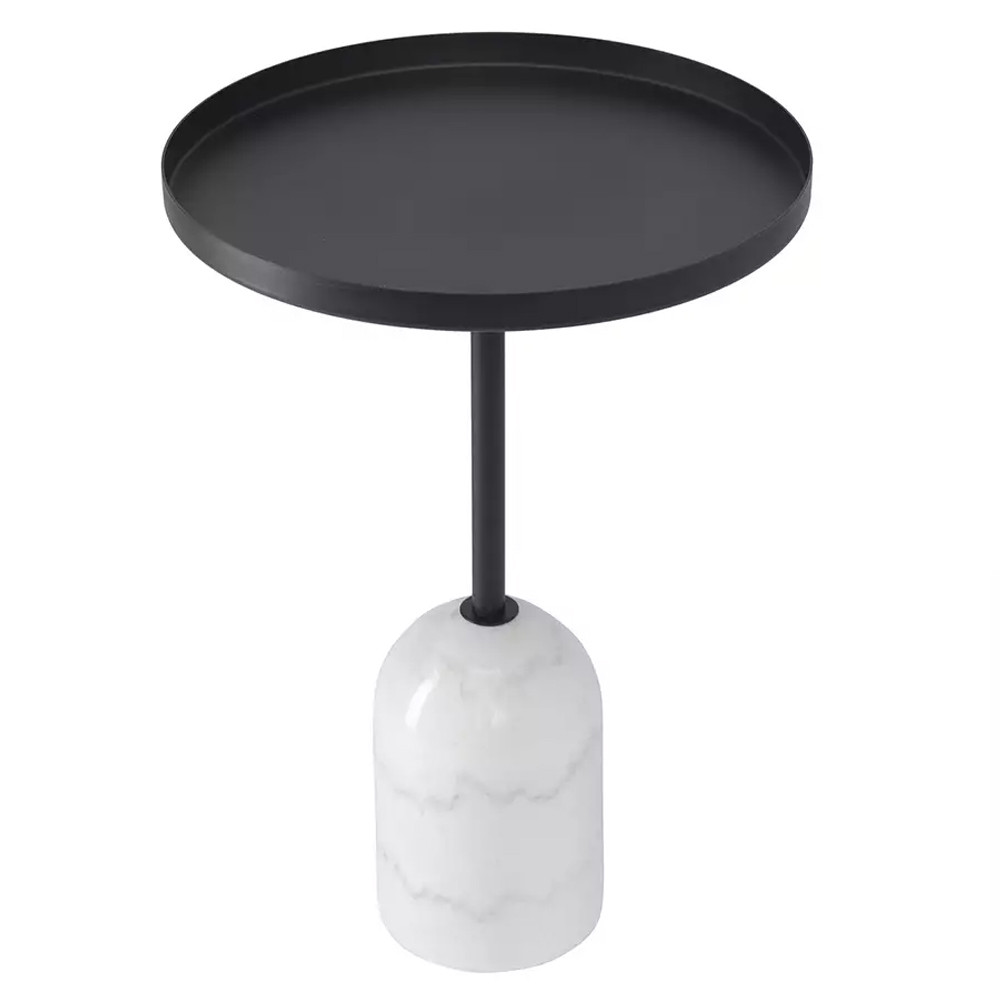 Кофейный столик с круглой чёрной столешницей и мраморным основанием Exquisite Practicality