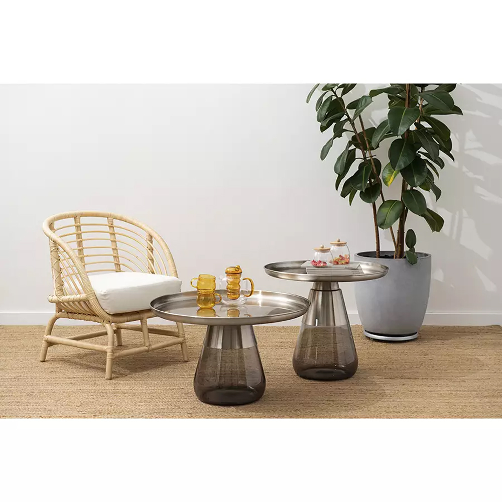 Кофейный столик с основанием из закаленного стекла Classic Round Gray Table