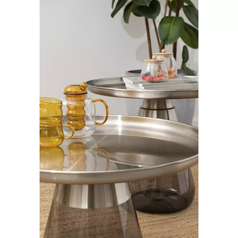 Кофейный столик с основанием из закаленного стекла Classic Round Gray Table