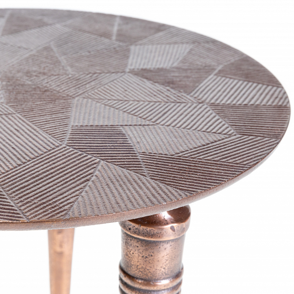 Кофейный столик с рельефной столешницей из металла Aplika Bronze