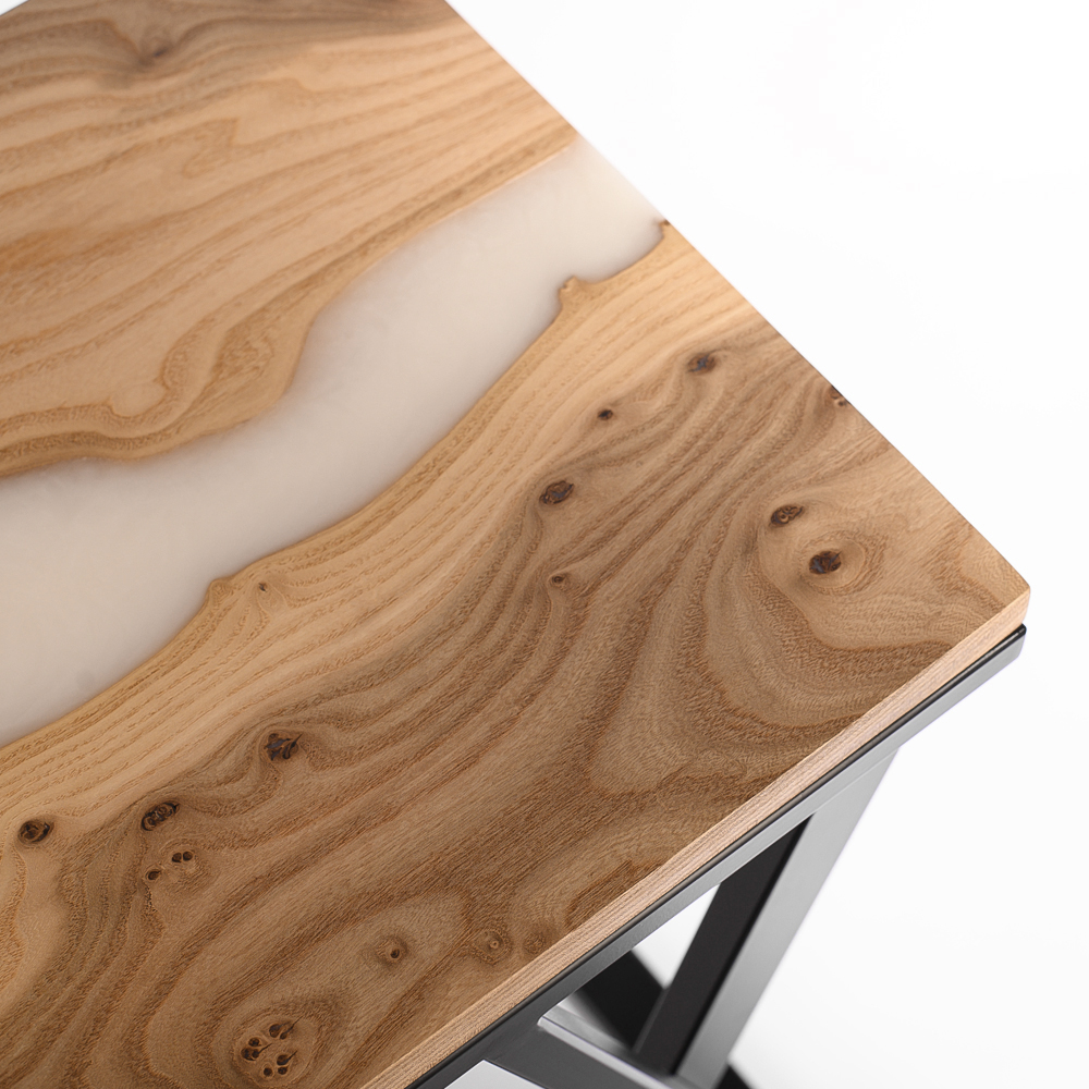 Кофейный столик со столешницей карагач и эпоксидной смолы Trina Coffee Table