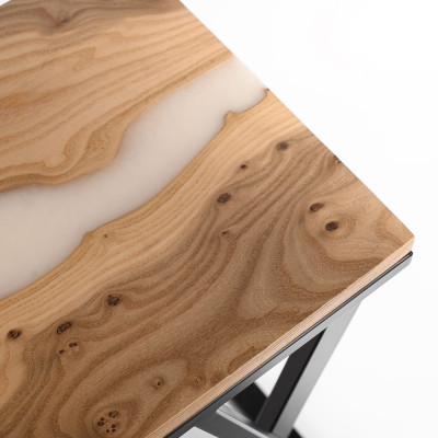 Кофейный столик со столешницей карагач и эпоксидной смолы Trina Coffee Table