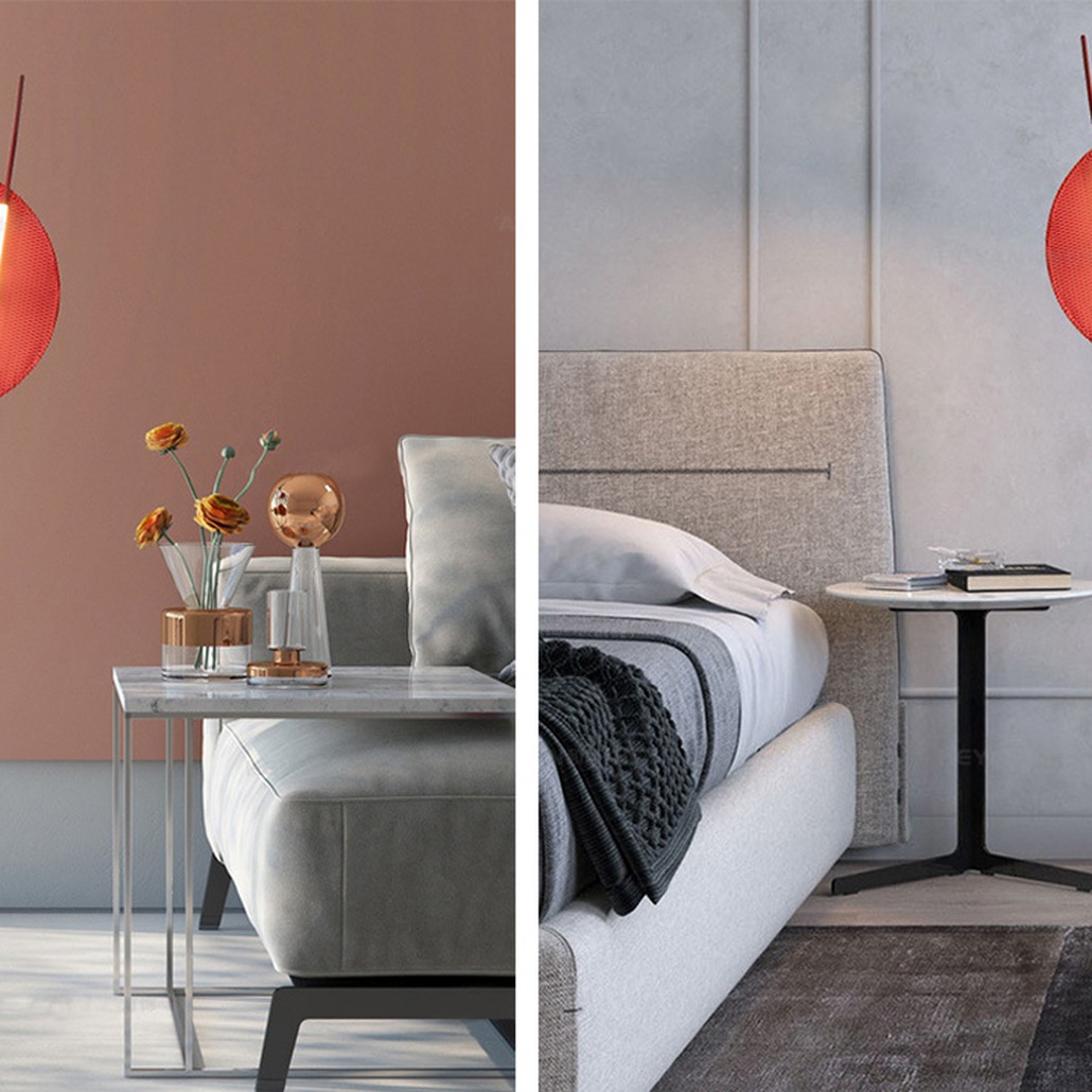 Красный Дизайнерский Торшер Модерн середины ХХ века Red Circle Floor Standing Light
