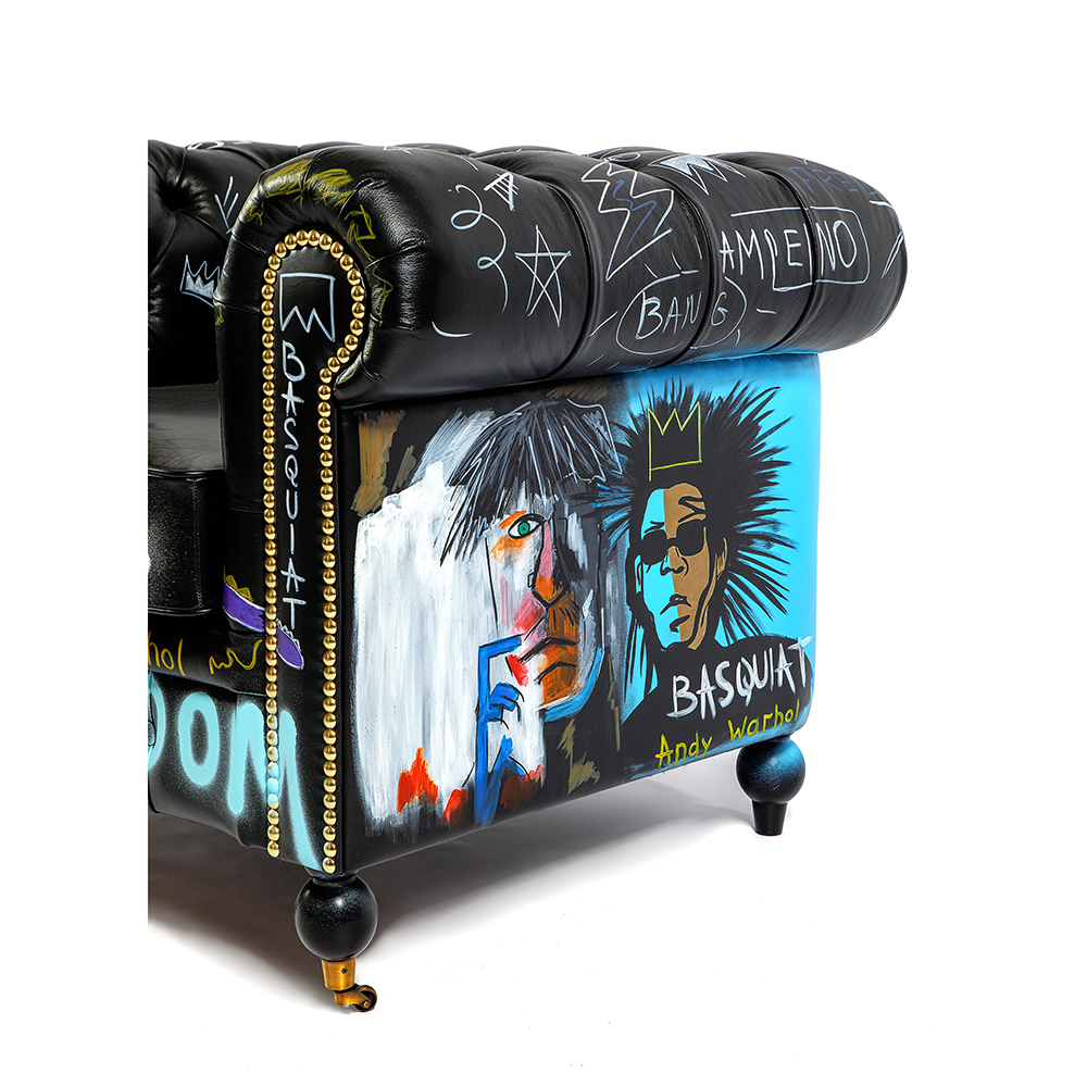 Кресло "Баския и Уорхол" Basquiat Warhol graffiti chair натуральная кожа