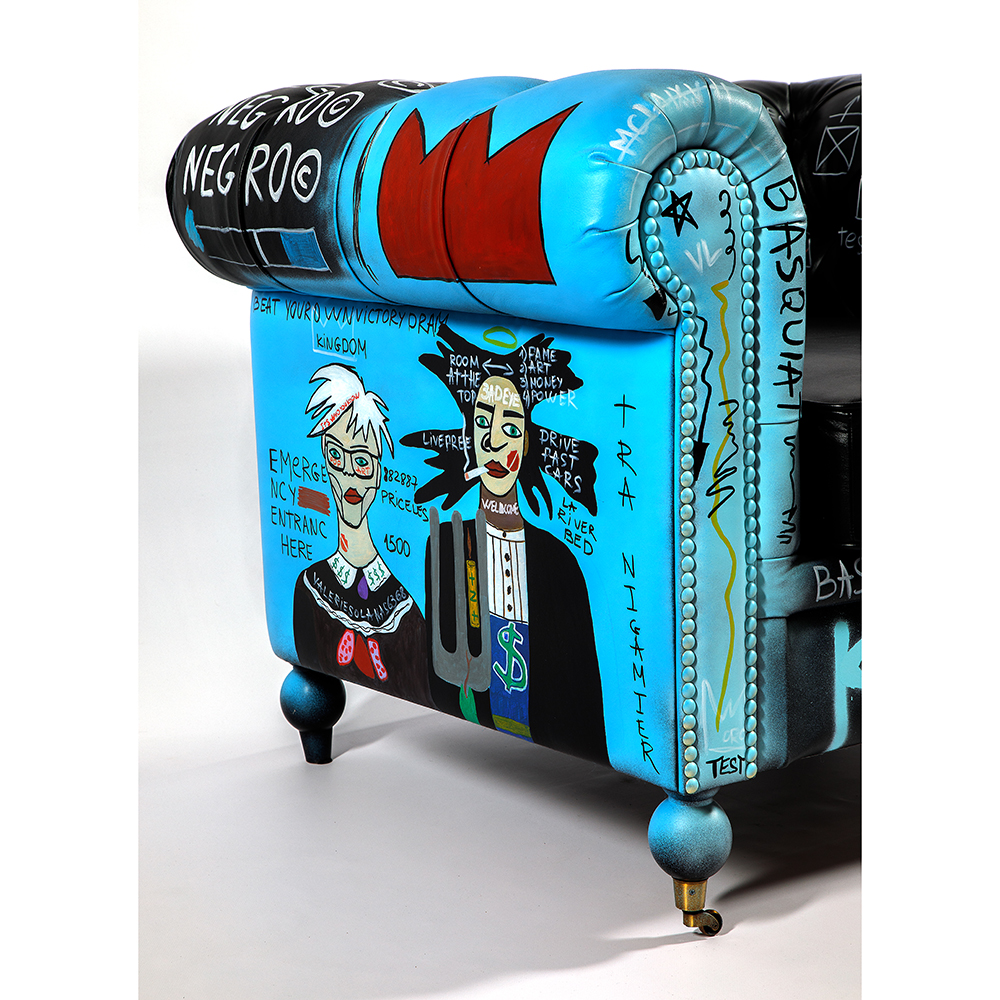 Кресло "Баския и Уорхол" Basquiat Warhol graffiti chair натуральная кожа