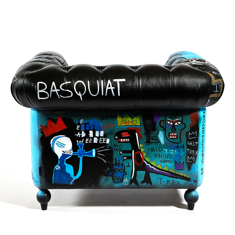 Кресло "Баския и Уорхол" Basquiat Warhol graffiti chair натуральная кожа