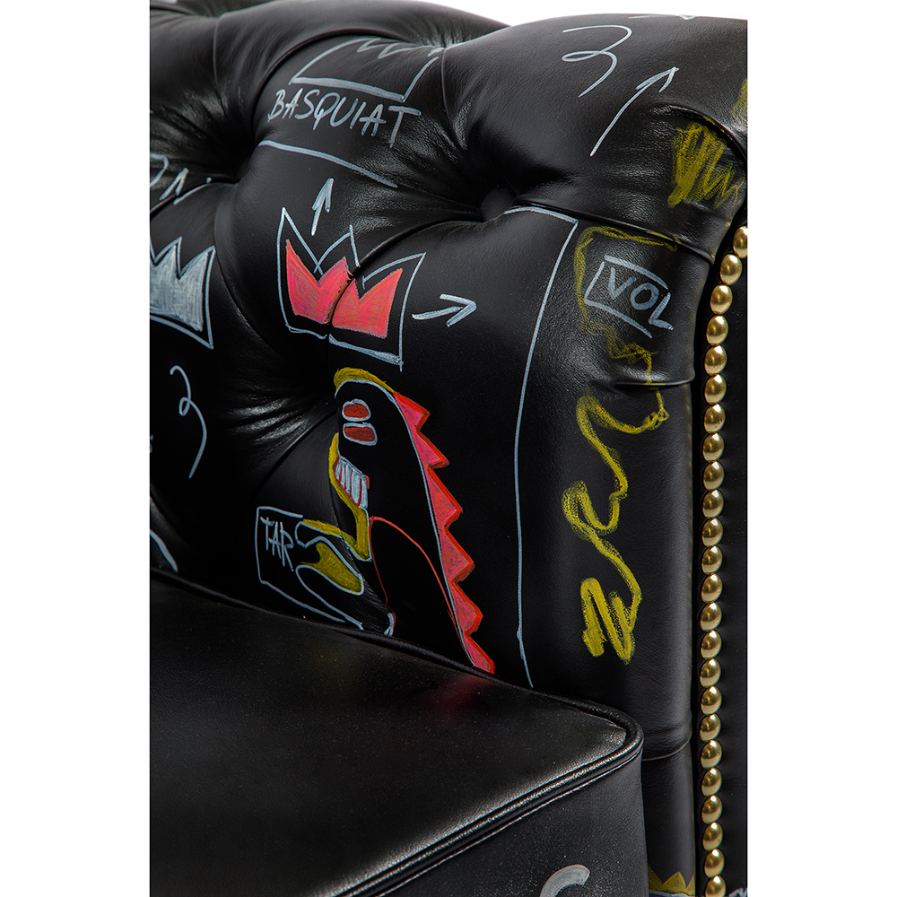 Кресло "Баския и Уорхол" Basquiat Warhol graffiti chair натуральная кожа