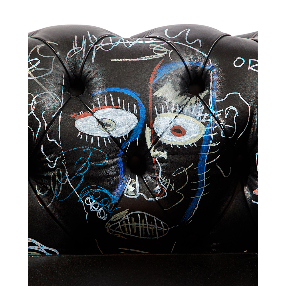Кресло "Баския и Уорхол" Basquiat Warhol graffiti chair натуральная кожа