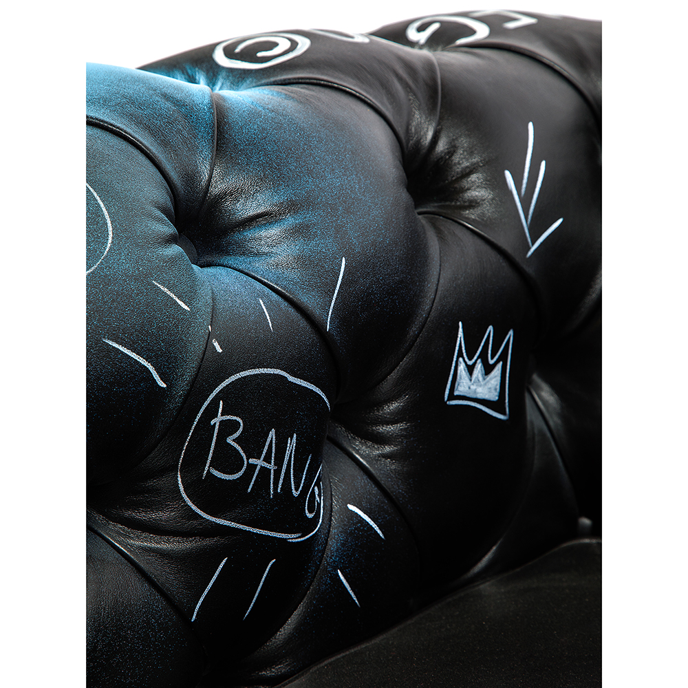 Кресло "Баския и Уорхол" Basquiat Warhol graffiti chair натуральная кожа