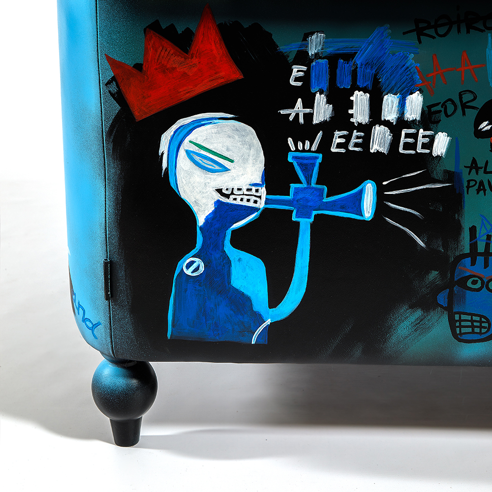 Кресло "Баския и Уорхол" Basquiat Warhol graffiti chair натуральная кожа