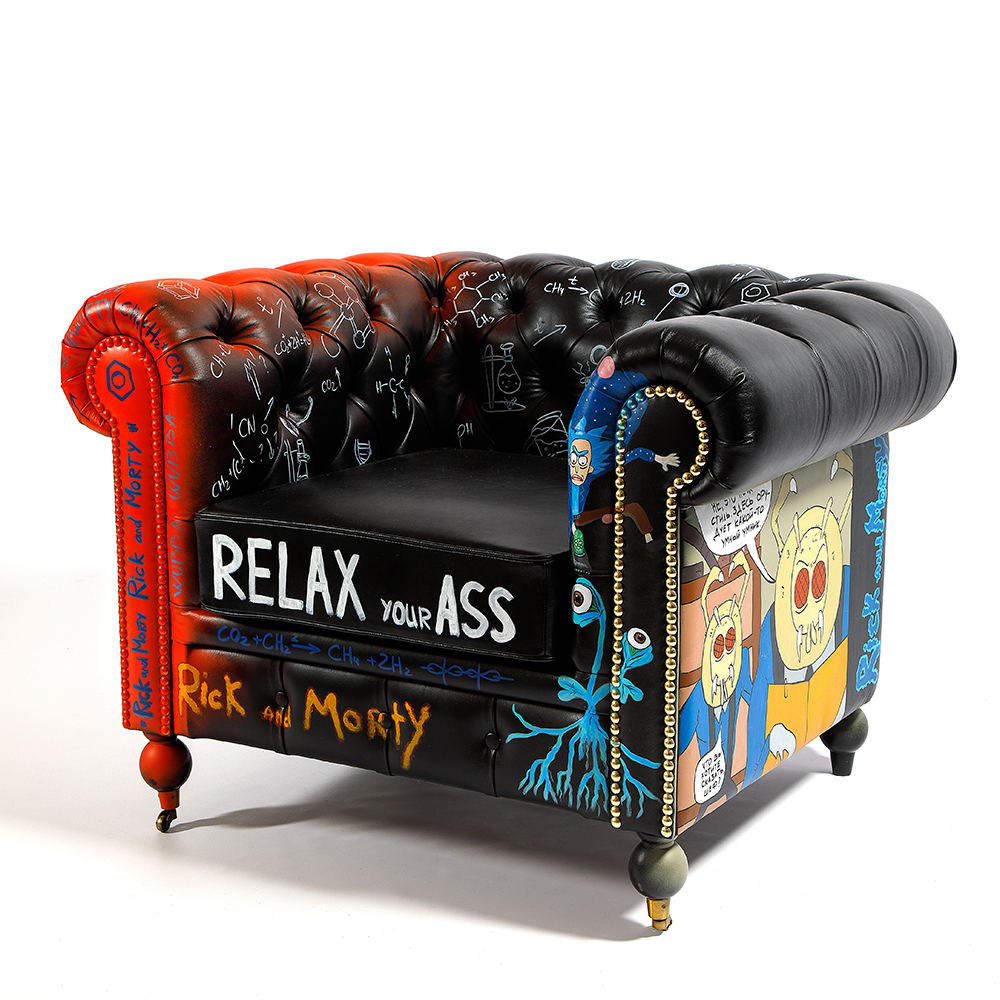 Кресло "Умный Умник" Rick and Morty graffiti chair натуральная кожа