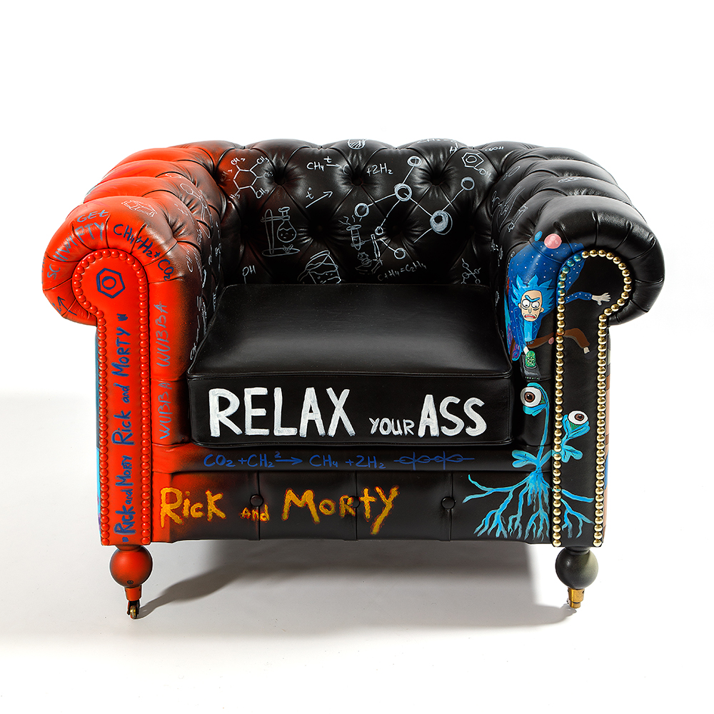 Кресло "Умный Умник" Rick and Morty graffiti chair натуральная кожа