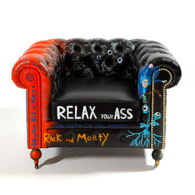 Кресло "Умный Умник" Rick and Morty graffiti chair натуральная кожа