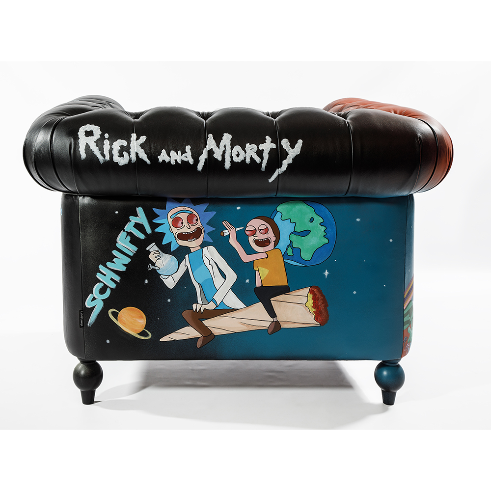 Кресло "Умный Умник" Rick and Morty graffiti chair натуральная кожа
