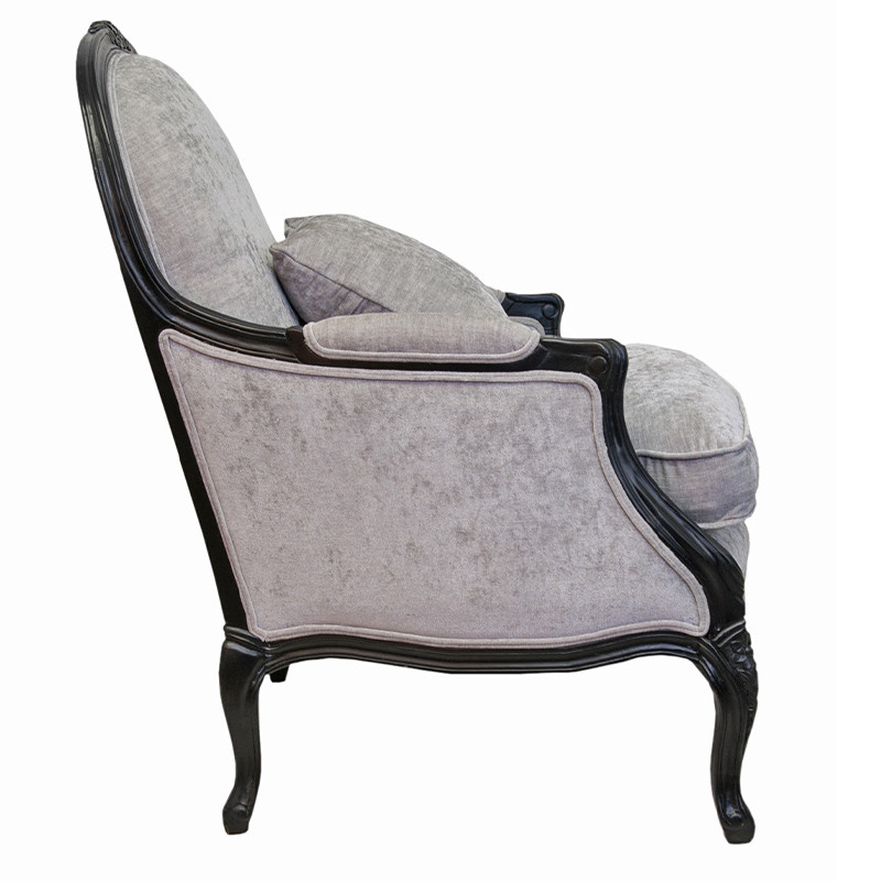 Кресло Ava Classical Armchair black and grey velour